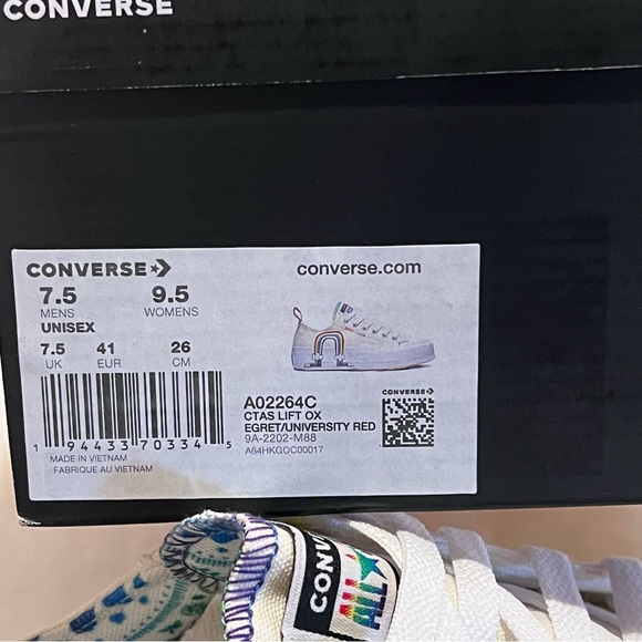 Converse Chuck Taylor All Star Lift Ox Platform Sneaker 9.5 Women/7.5 Men Egret - Picture 14 of 14